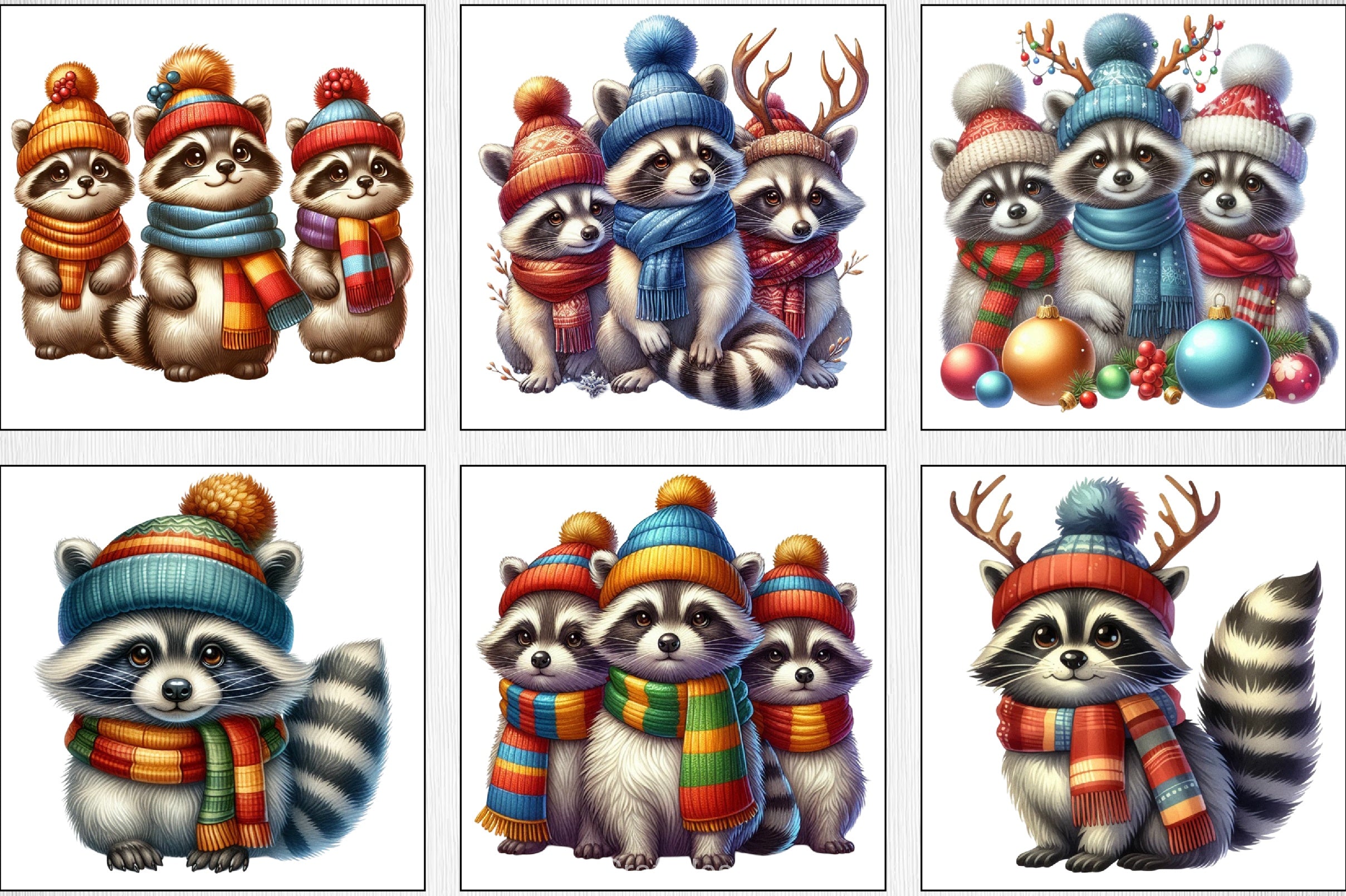 Christmas Raccoons Clipart Bundle - CraftNest - Digital Crafting and Art