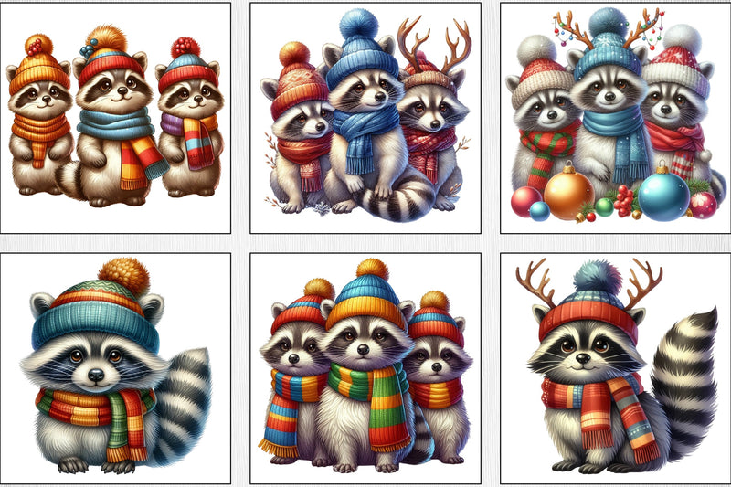 Christmas Raccoons Clipart Bundle - CraftNest - Digital Crafting and Art