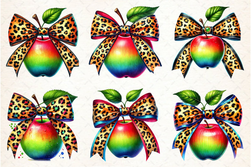 Leopard Apple Bow Clipart Bundle - CraftNest - Digital Crafting and Art