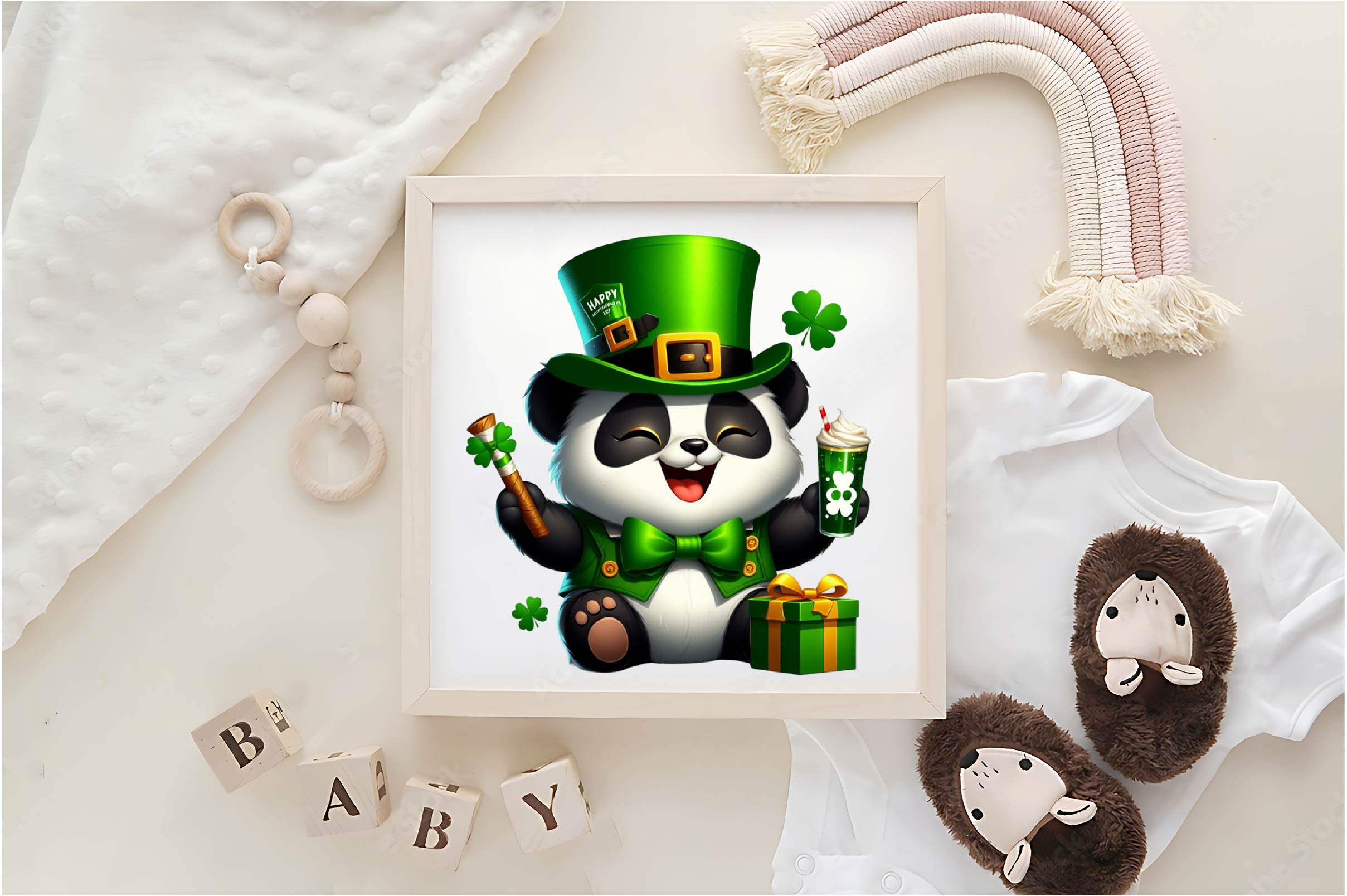 St Patricks Day Cute Panda Clipart Bundle 1 - CraftNest - Digital Crafting and Art