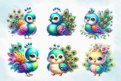 Cute Baby Peacock Clipart Bundle - CraftNest - Digital Crafting and Art