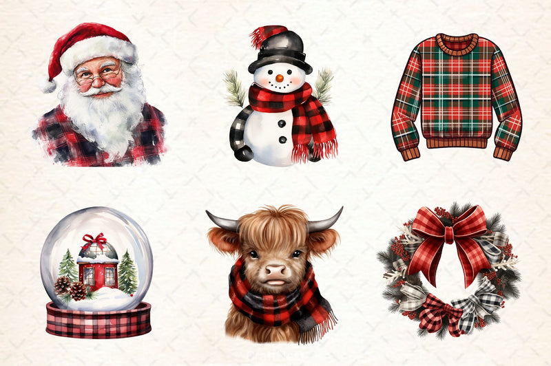 Buffalo Plaid Christmas Clipart Bundle 2 - CraftNest - Digital Crafting and Art