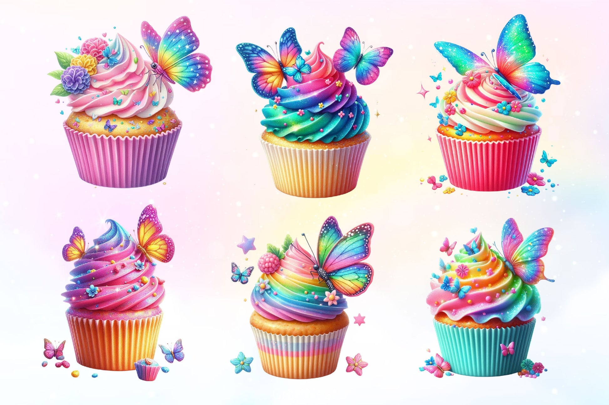Butterfly Cupcake Clipart Bundle - CraftNest - Digital Crafting and Art