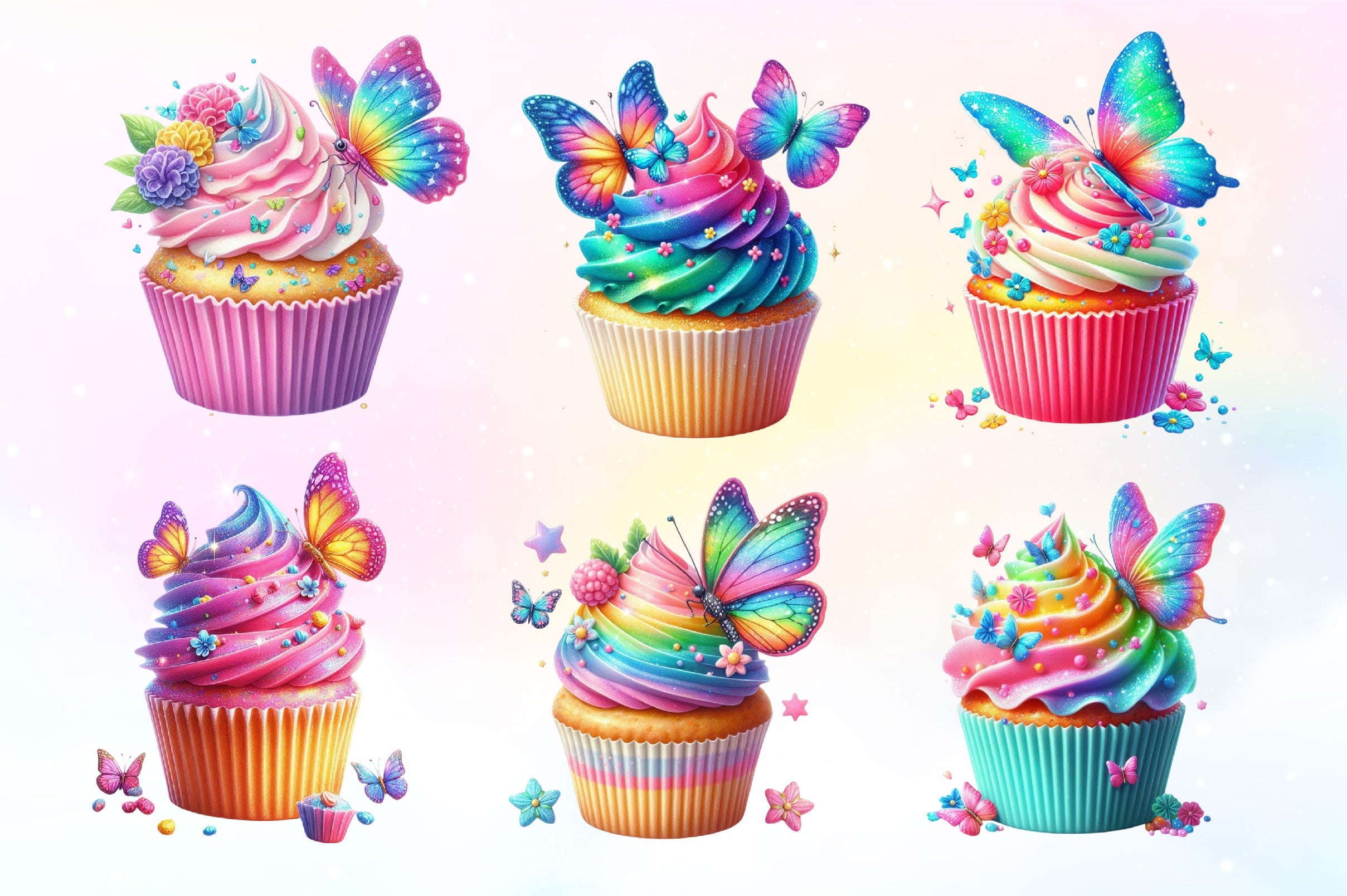 Butterfly Cupcake Clipart Bundle - CraftNest - Digital Crafting and Art