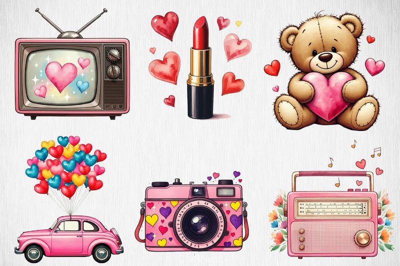Retro Valentine Clipart Bundle 2 - CraftNest - Digital Crafting and Art