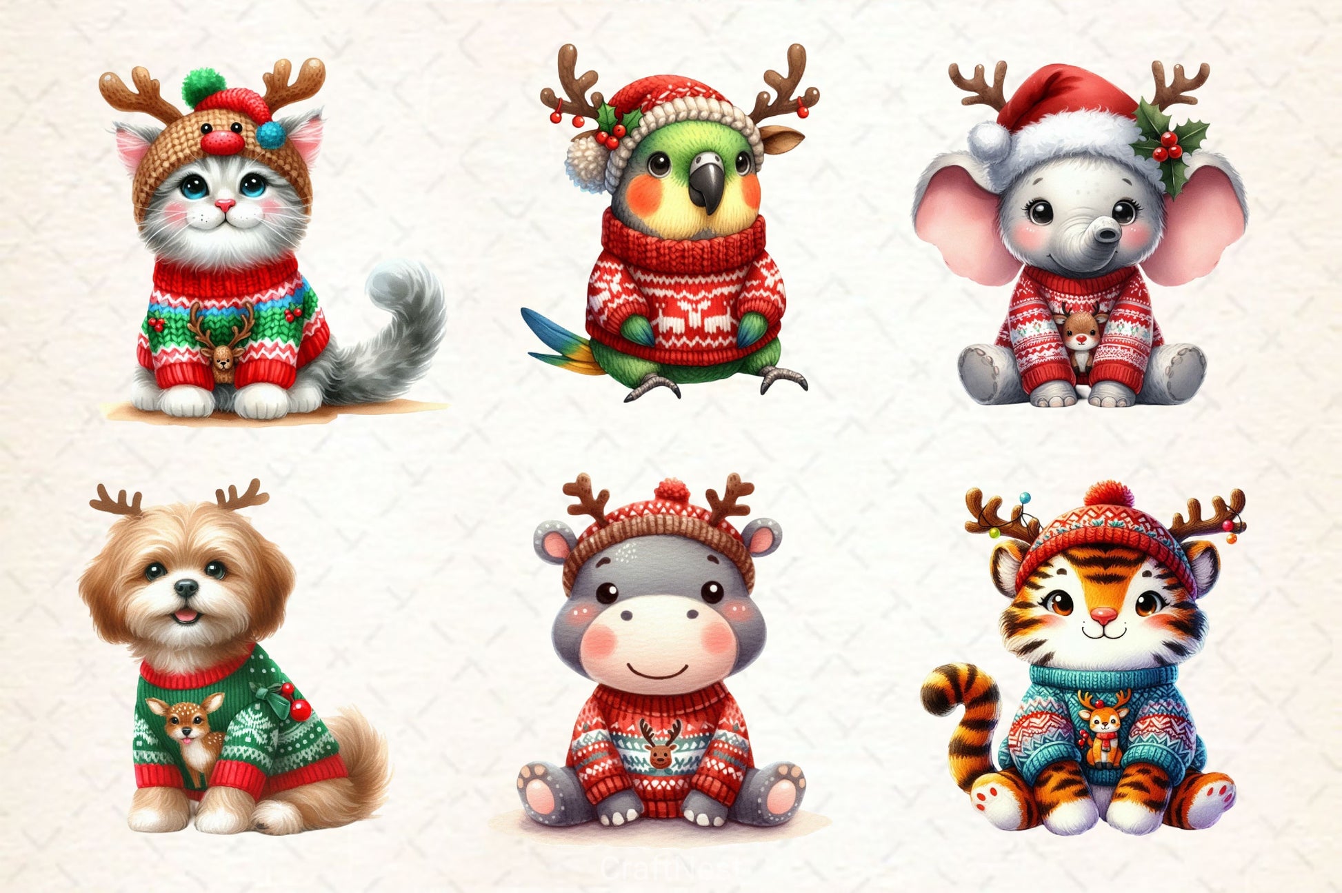 Christmas Animal Clipart Bundle 4 - CraftNest - Digital Crafting and Art