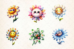 Funny Cute Flowers Clipart Bundle - CraftNest - Digital Crafting and Art