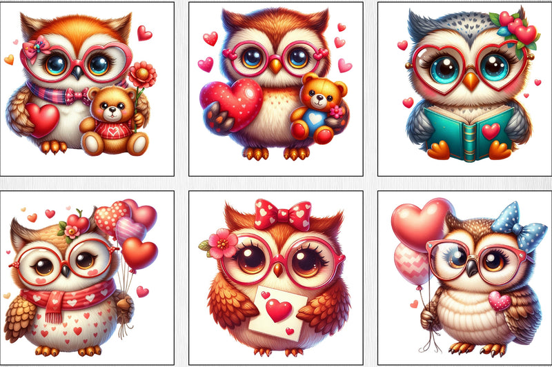 Valentine Owl Clipart Bundle 3 - CraftNest - Digital Crafting and Art