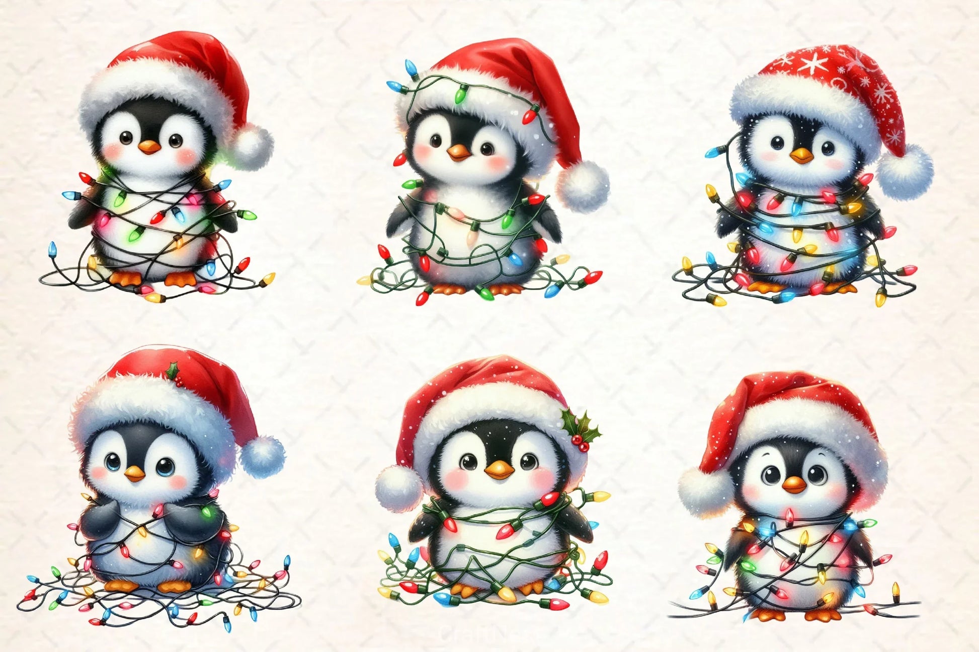 Cute Christmas Penguin With Light Clipart Bundle - CraftNest - Digital Crafting and Art