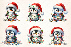 Cute Christmas Penguin With Light Clipart Bundle - CraftNest - Digital Crafting and Art