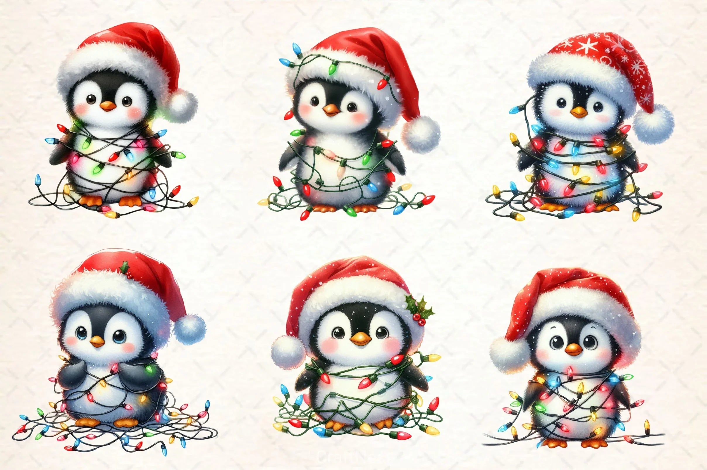 Cute Christmas Penguin With Light Clipart Bundle - CraftNest - Digital Crafting and Art