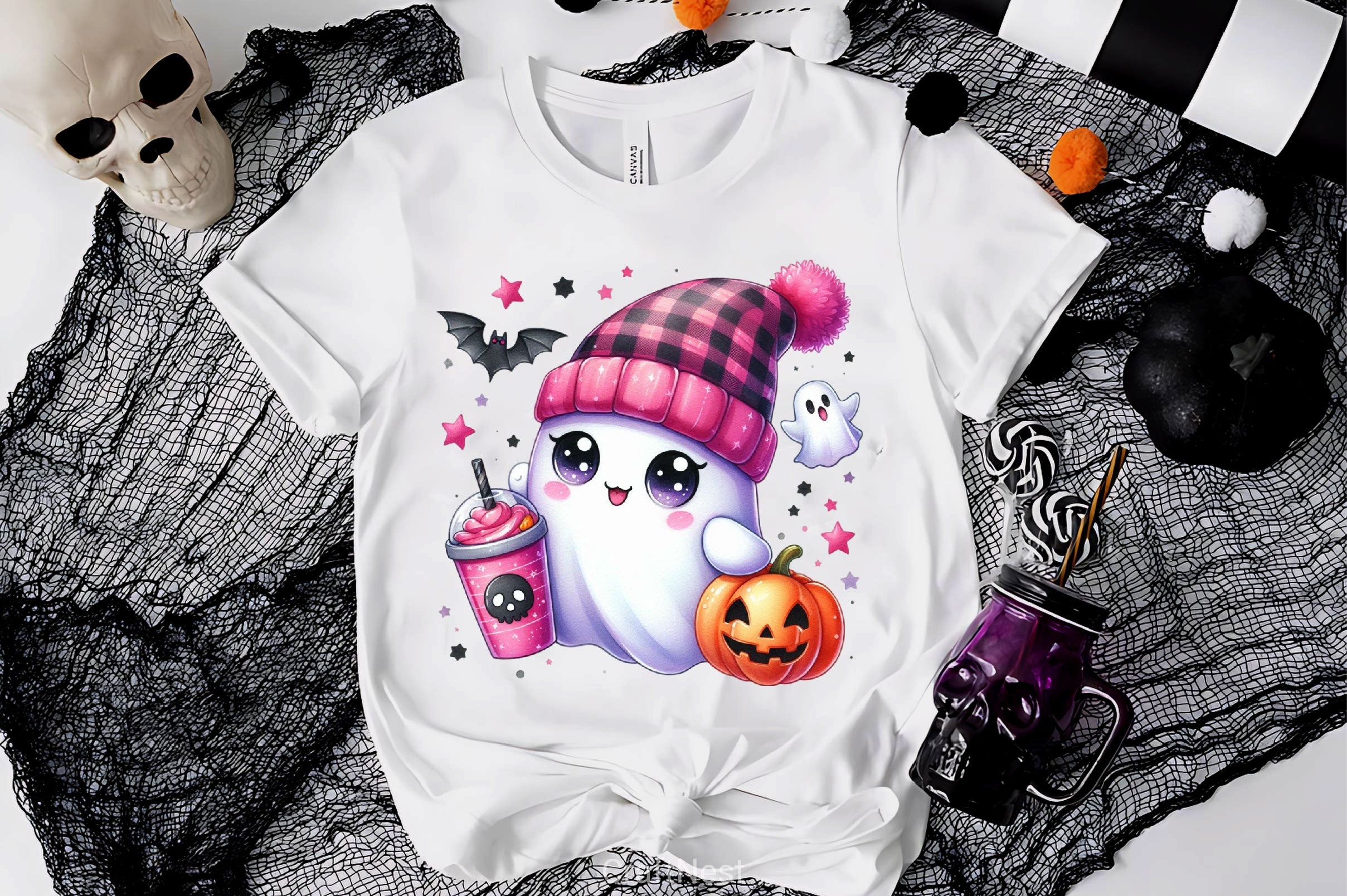 Cute Ghost Cute Halloween Clipart Bundle 22 - CraftNest - Digital Crafting and Art