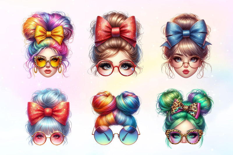 Messy Bun Mom Hair Clipart Bundle - CraftNest - Digital Crafting and Art
