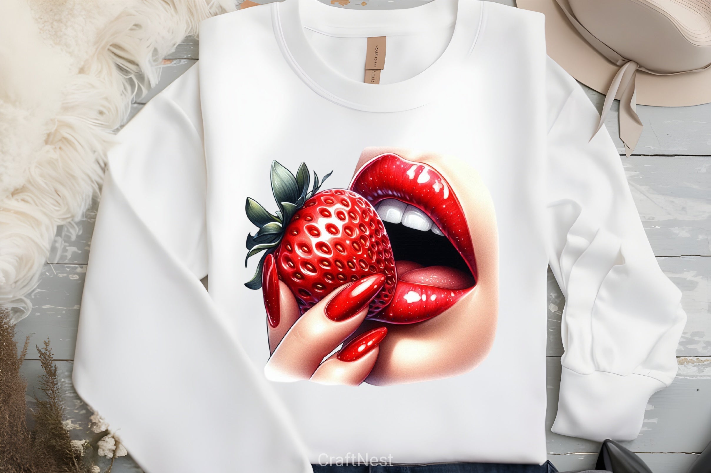 Glossy Red Lips & Strawberry Clipart Bundle 5 - CraftNest - Digital Crafting and Art