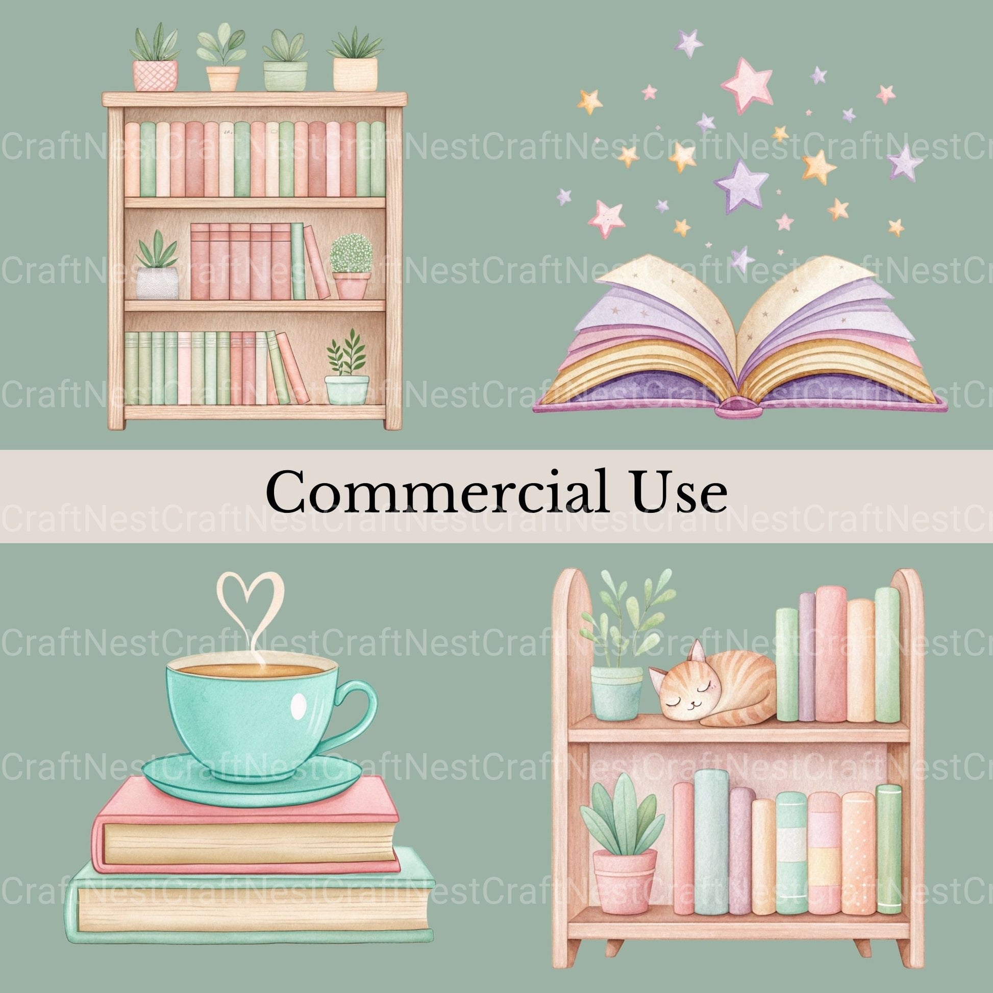 Bookish Clipart Bundle - CraftNest - Digital Crafting and Art