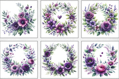 Purple Floral Wreath Clipart Bundle - CraftNest - Digital Crafting and Art