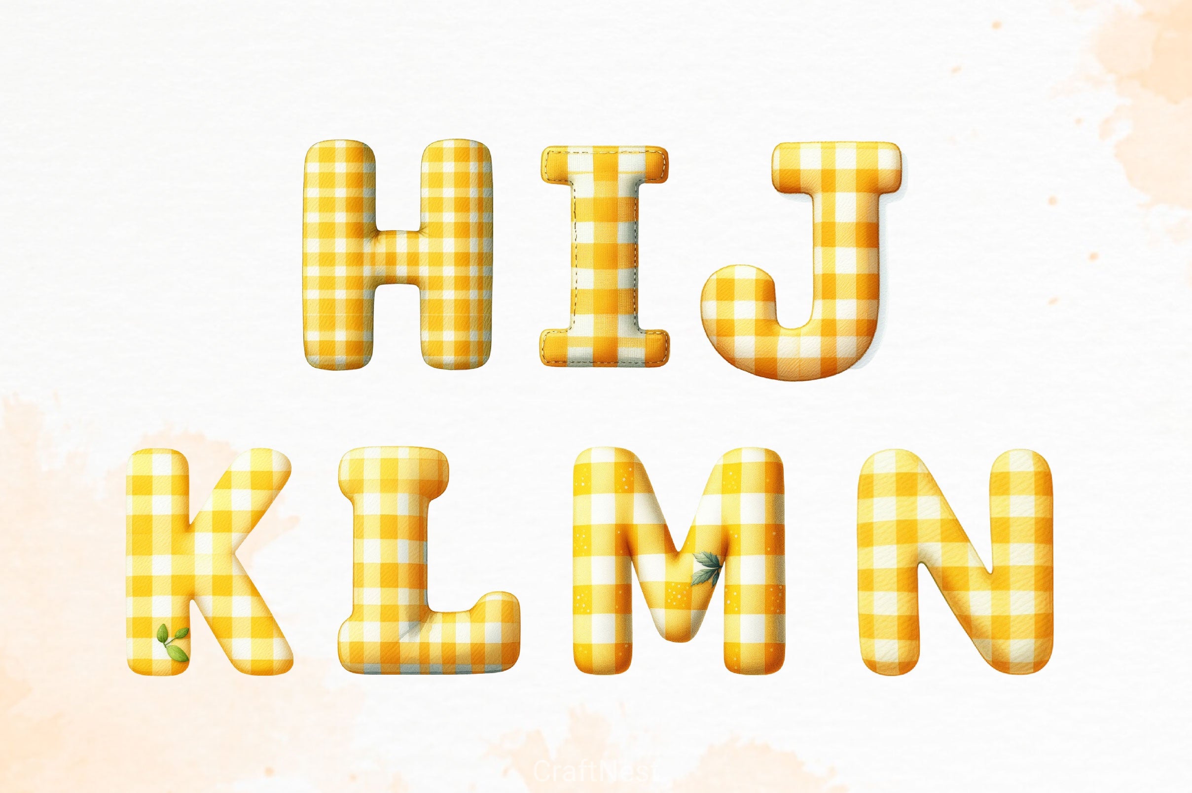 Yellow Gingham Alphabet Clipart Bundle - CraftNest - Digital Crafting and Art
