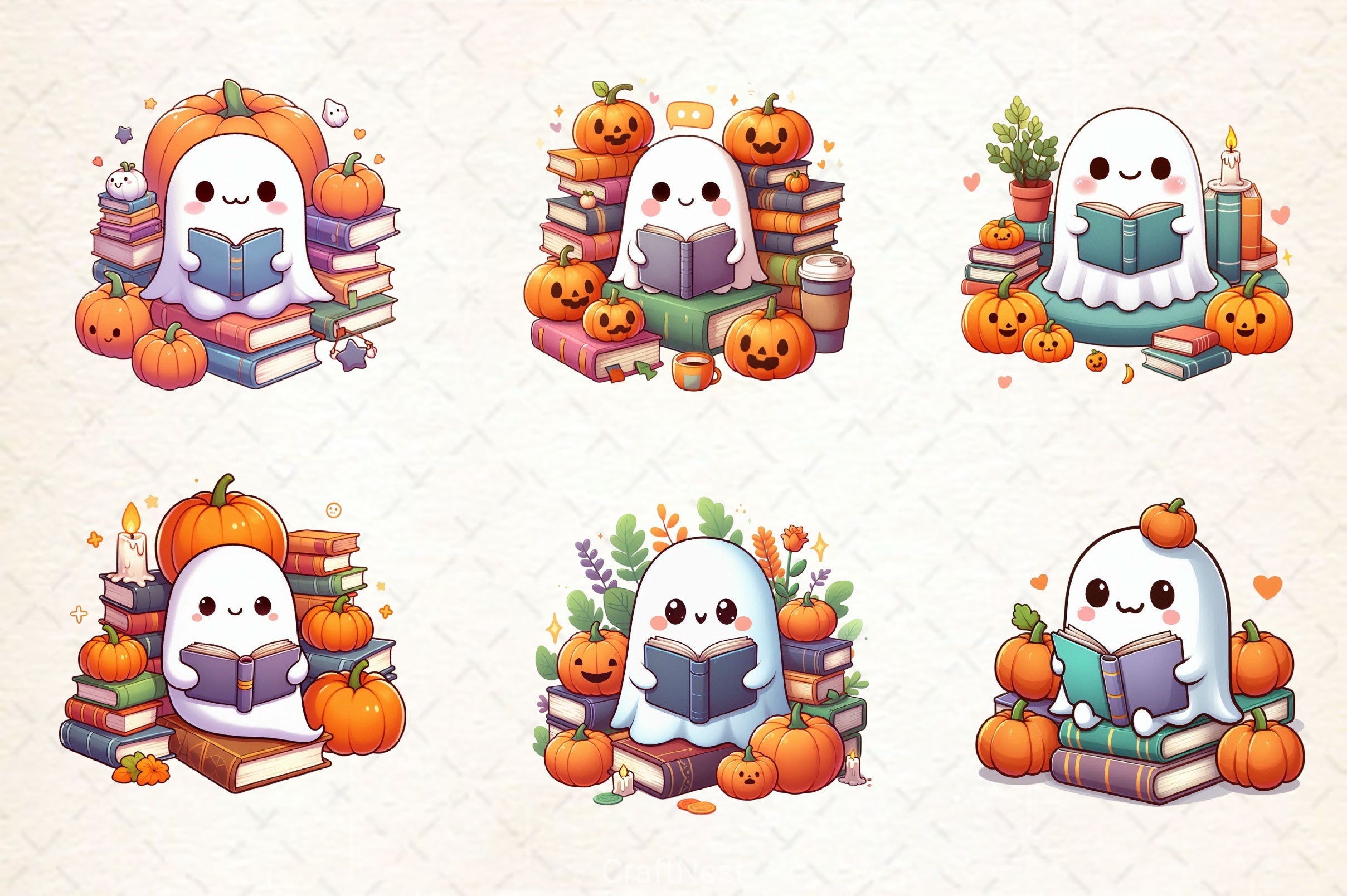 Ghost Reading Book Clipart Bundle 3 - CraftNest - Digital Crafting and Art
