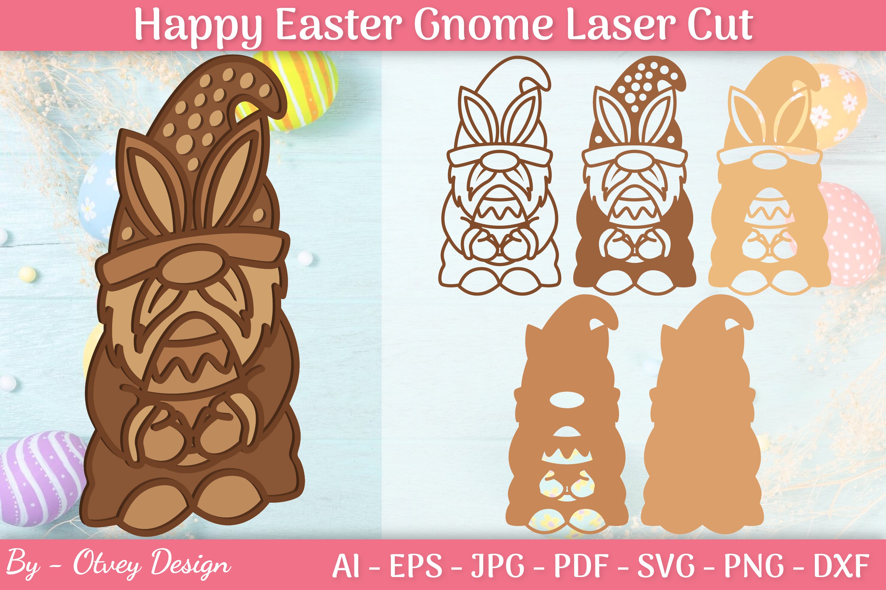 Easter Gnome Laser Cut SVG Bundle 4 - CraftNest - Digital Crafting and Art
