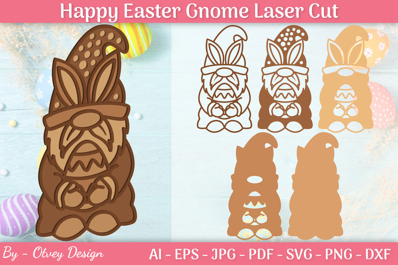 Easter Gnome Laser Cut SVG Bundle 4 - CraftNest - Digital Crafting and Art