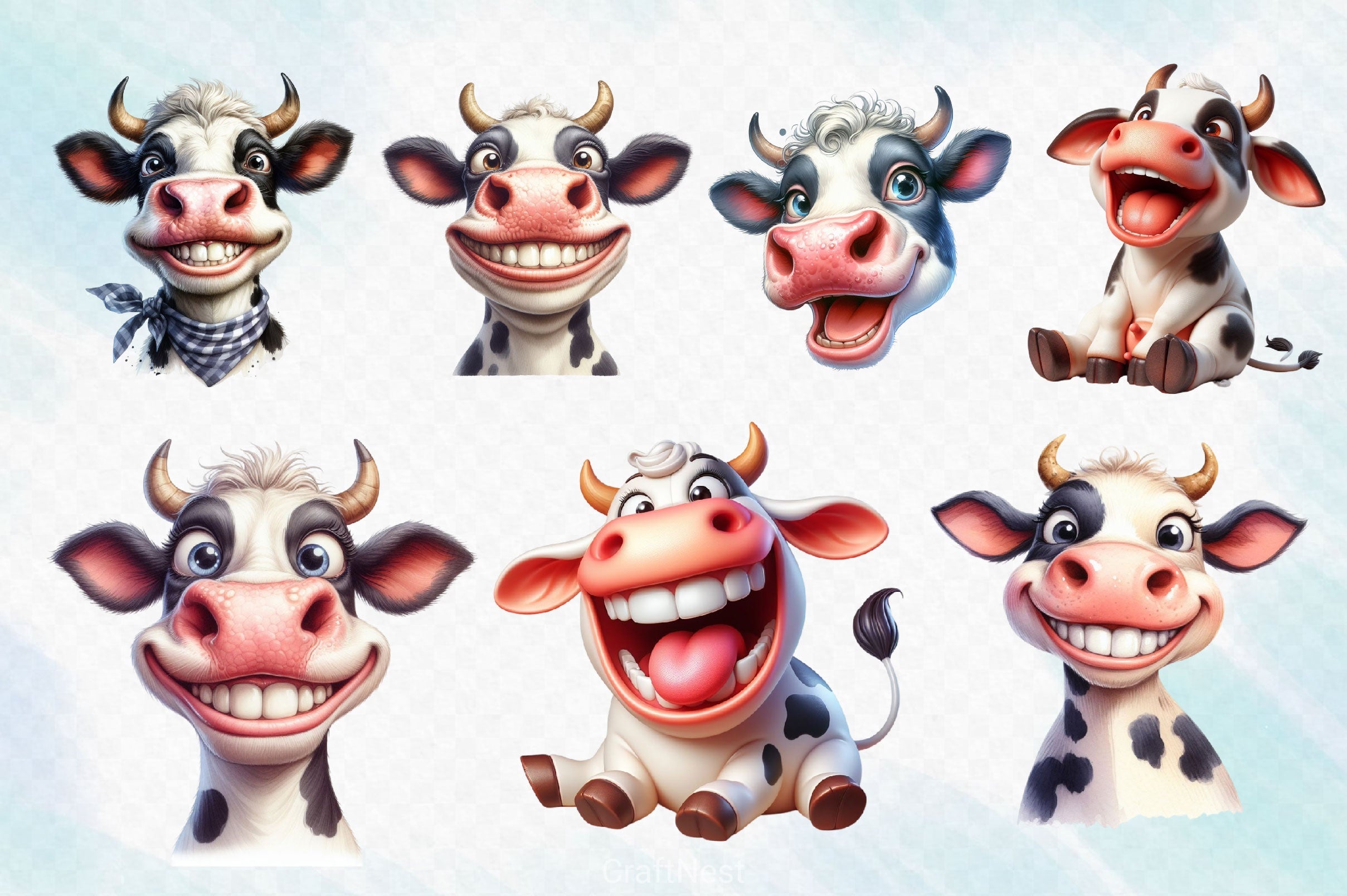 Funny Cow Clipart Bundle 8 - CraftNest - Digital Crafting and Art