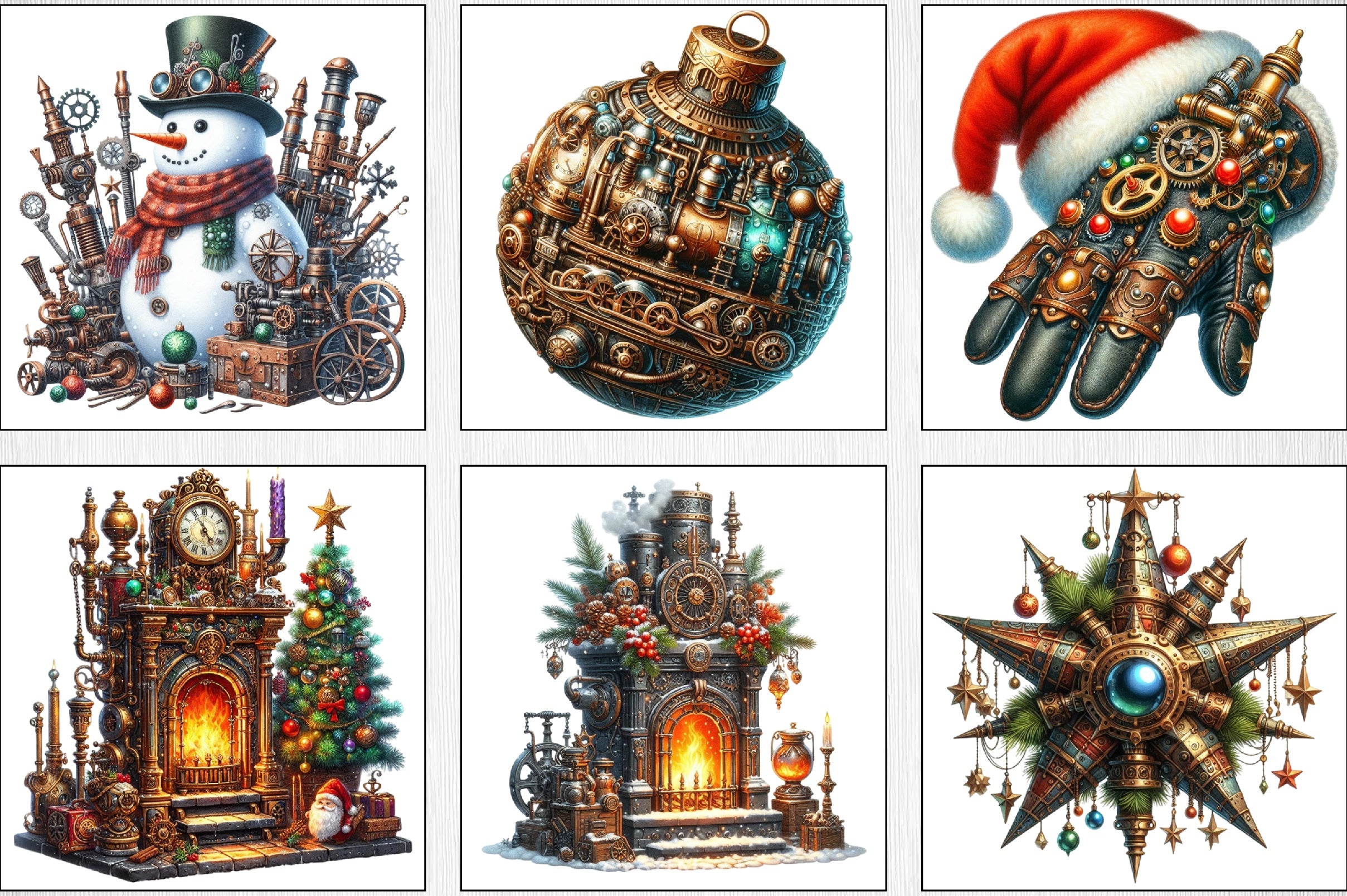 Steampunk Christmas Clipart Bundle - CraftNest - Digital Crafting and Art