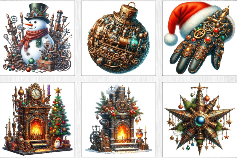 Steampunk Christmas Clipart Bundle - CraftNest - Digital Crafting and Art