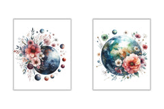 Vintage Floral Moon Clipart Bundle - CraftNest - Digital Crafting and Art