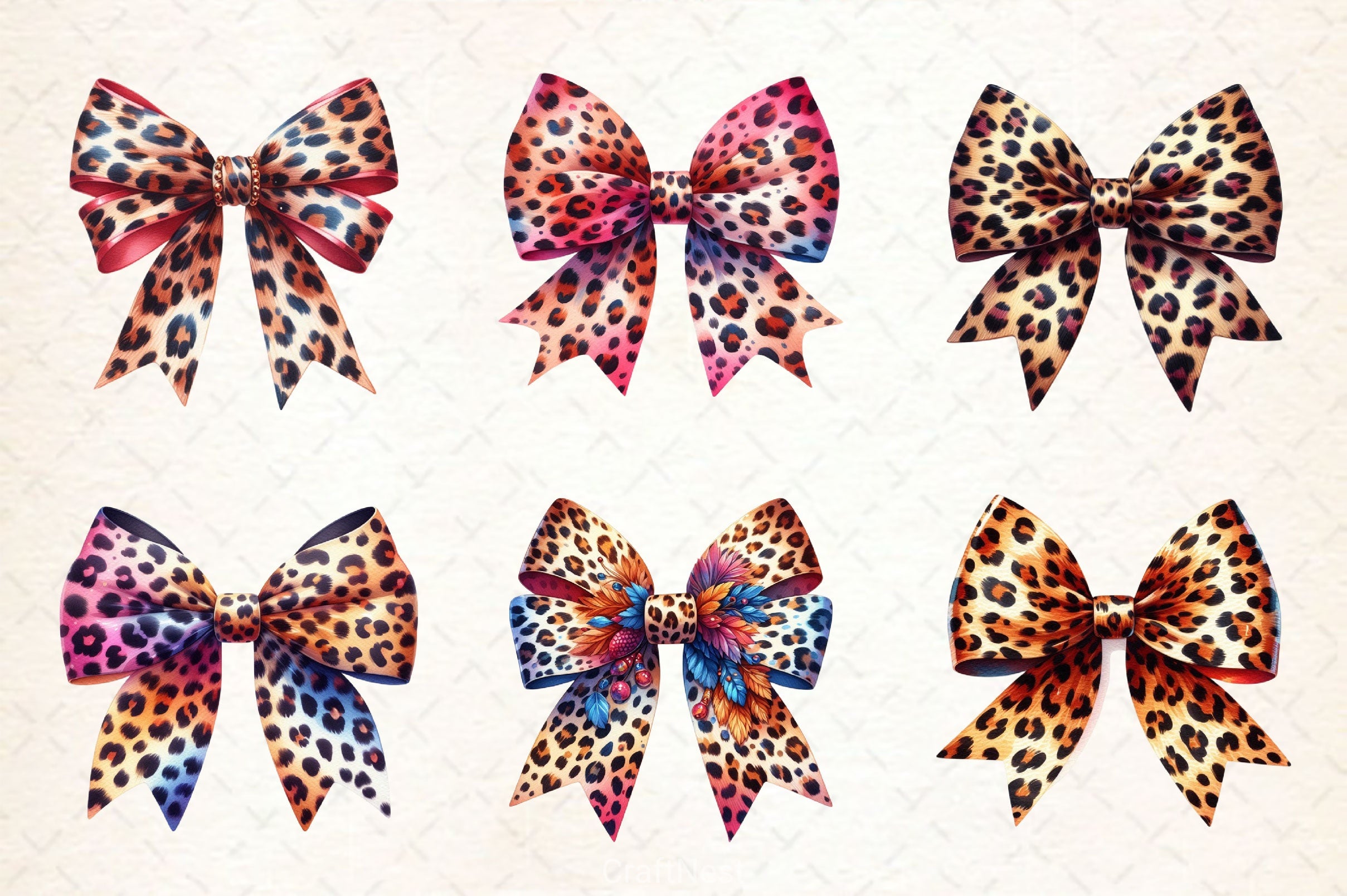 Leopard Bows Clipart Bundle - CraftNest - Digital Crafting and Art