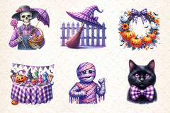 Purple Gingham Halloween Clipart Bundle - CraftNest - Digital Crafting and Art
