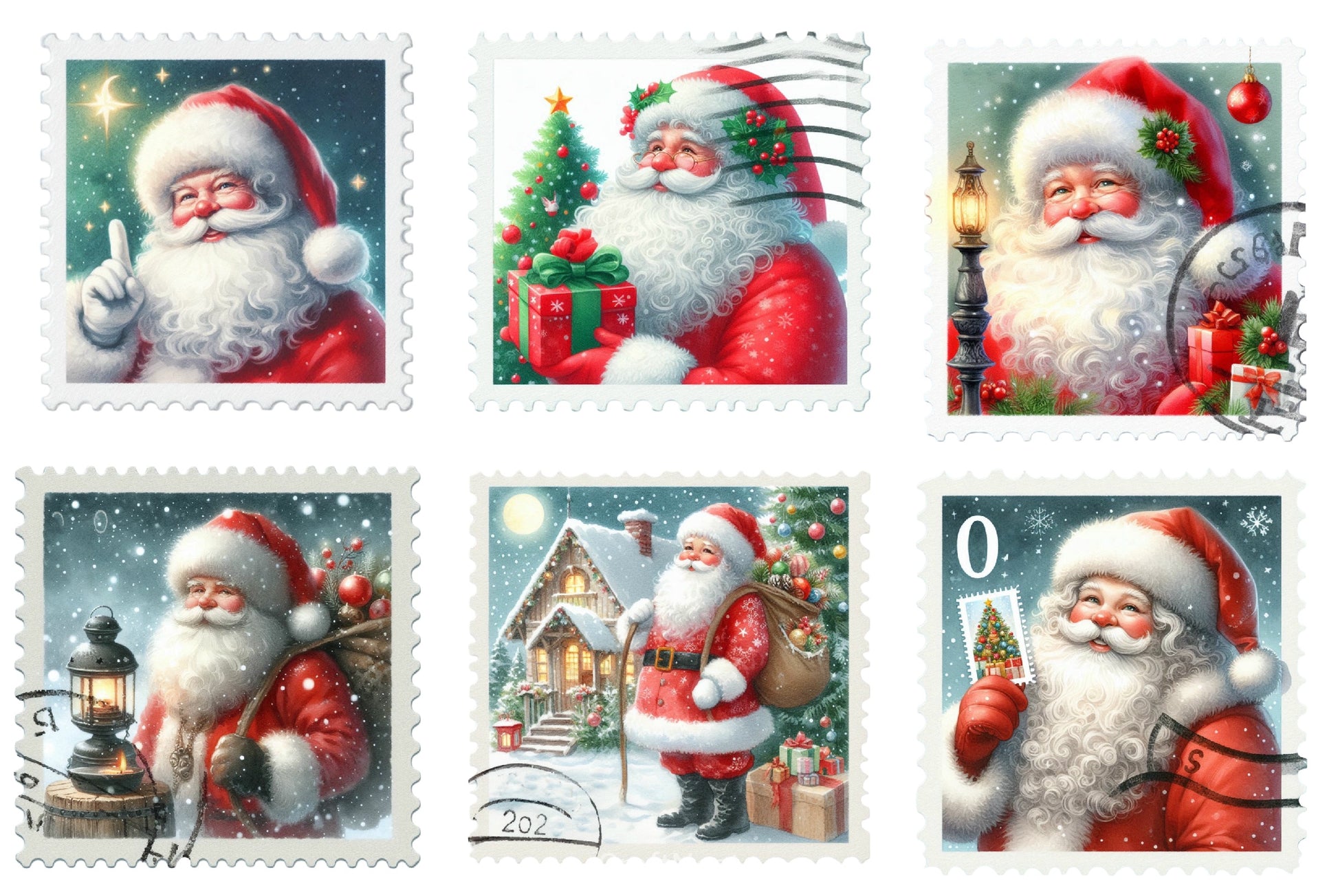 Christmas Santa Claus Stamp Clipart Bundle - CraftNest - Digital Crafting and Art