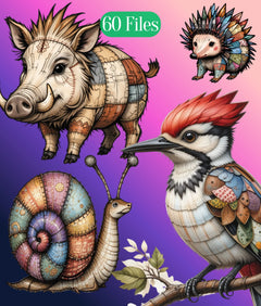 Patchwork Wild Animals Clipart Bundle - CraftNest - Digital Crafting and Art
