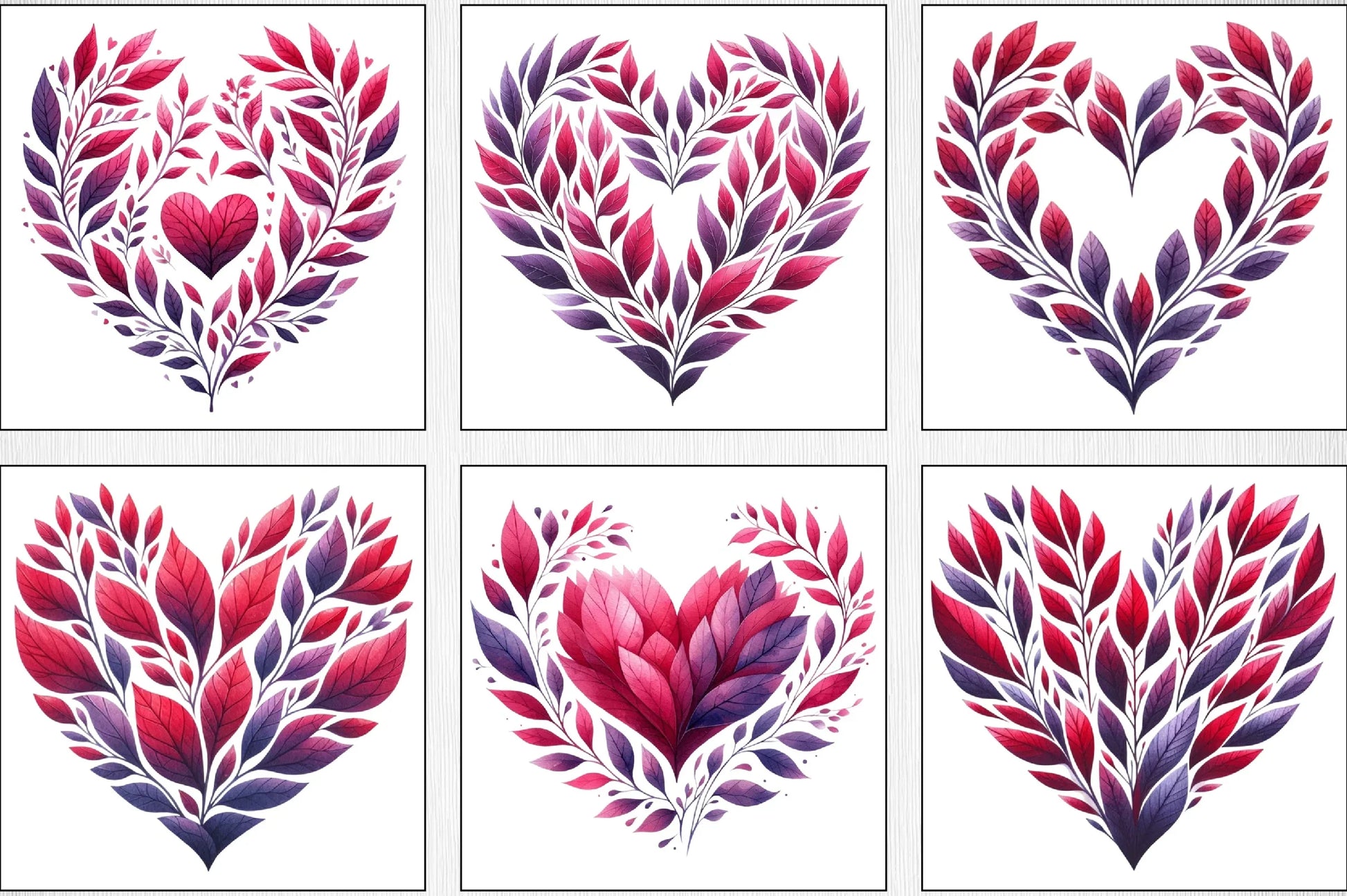 Heart Shaped Purple Leaf Clipart Bundle - CraftNest - Digital Crafting and Art