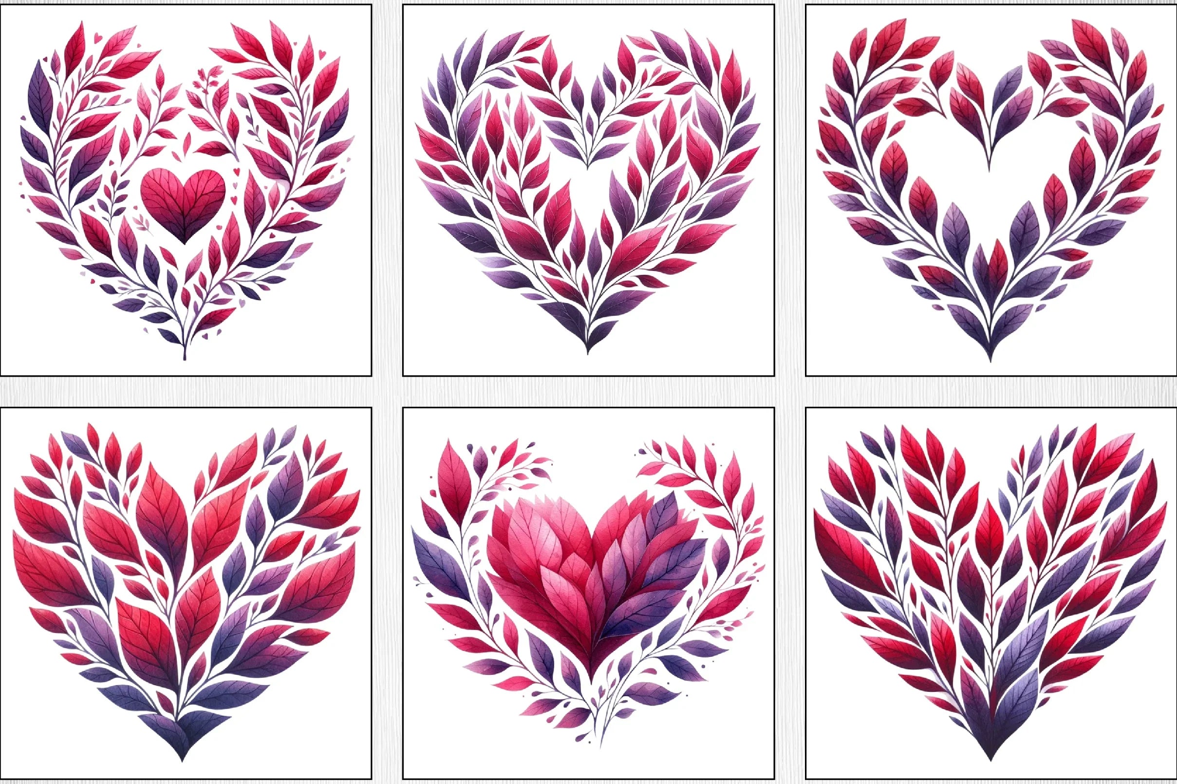 Heart Shaped Purple Leaf Clipart Bundle - CraftNest - Digital Crafting and Art