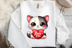 Love You Cat Valentine's Day Clipart Bundle 7 - CraftNest - Digital Crafting and Art