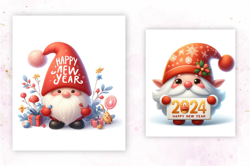 New Year Gnome Clipart Bundle - CraftNest - Digital Crafting and Art