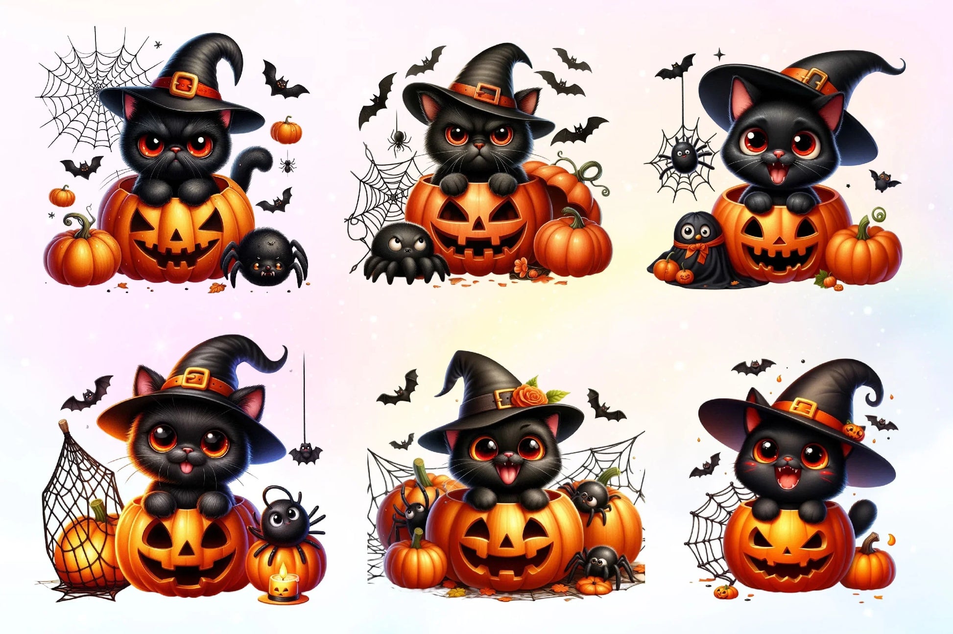 Cute Black Cat Halloween Clipart Bundle - CraftNest - Digital Crafting and Art