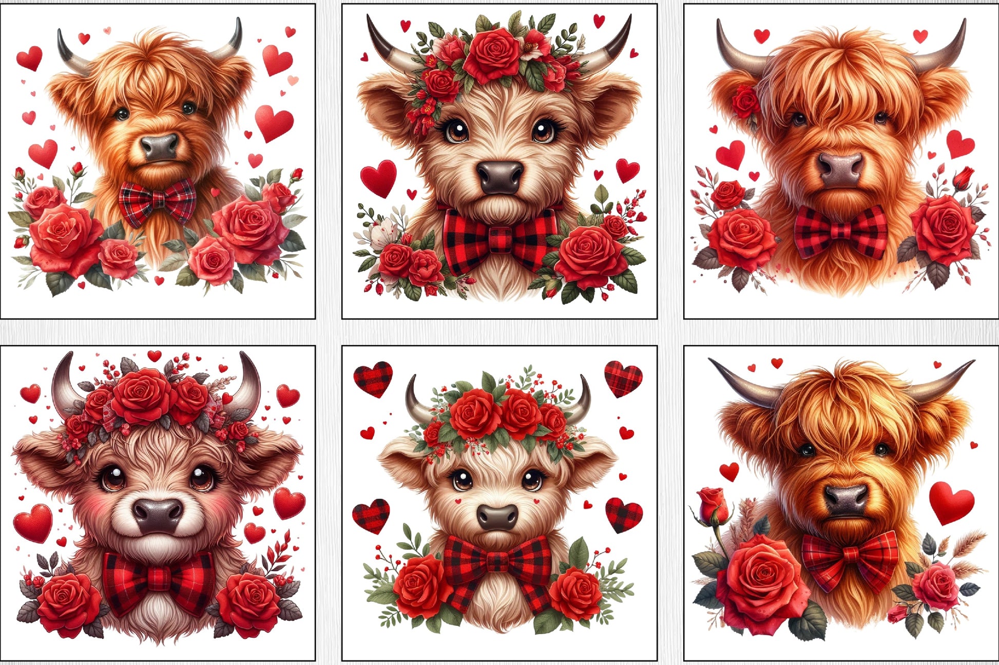 Valentine's Day Highland Cows Clipart Bundle - CraftNest - Digital Crafting and Art
