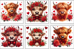 Valentine's Day Highland Cows Clipart Bundle - CraftNest - Digital Crafting and Art