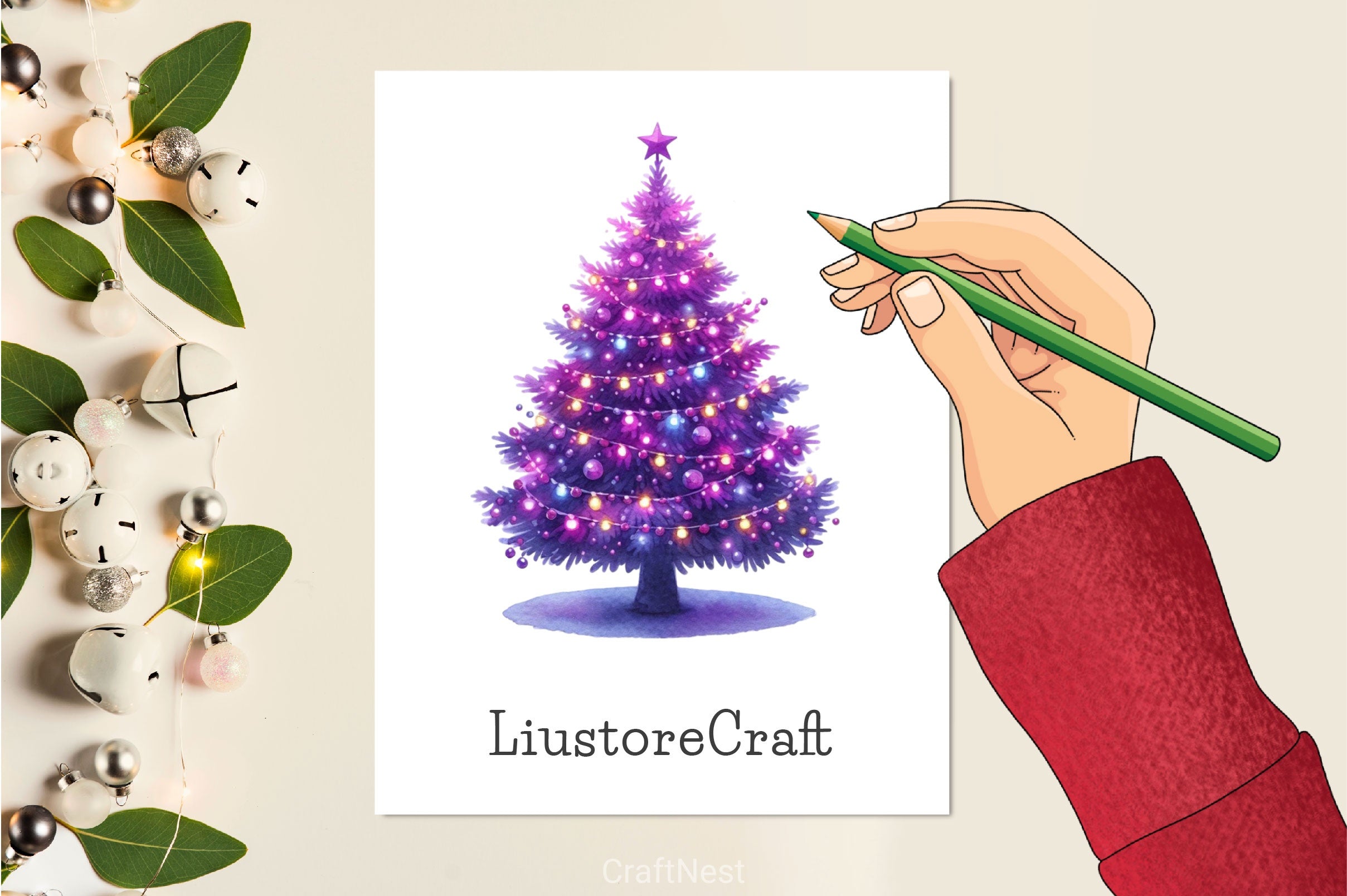 Purple Christmas Tree Clipart Bundle 2 - CraftNest - Digital Crafting and Art