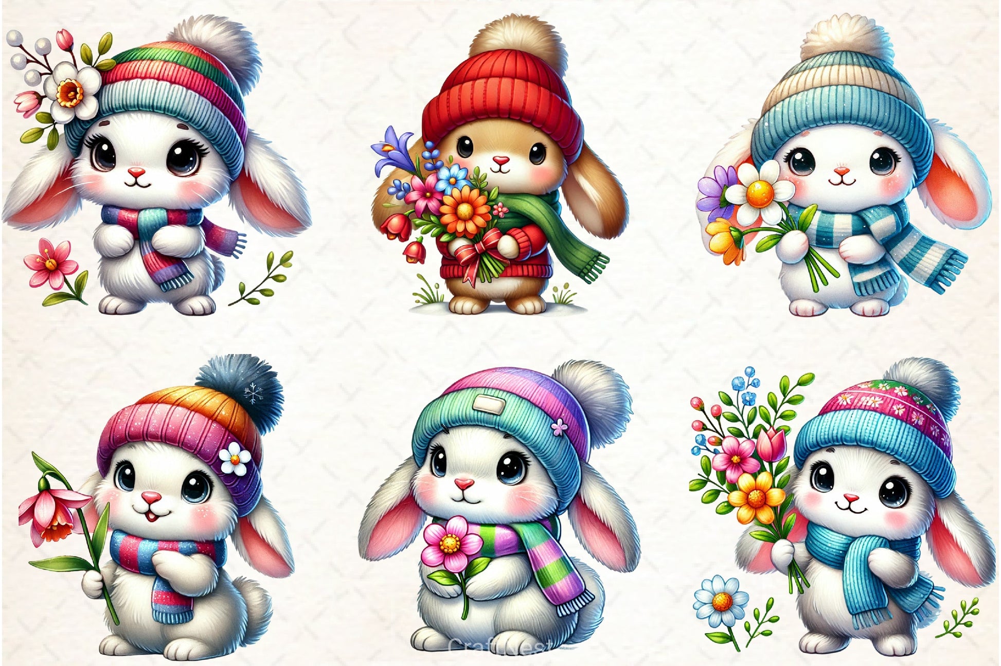 Spring Bunny Clipart Bundle - CraftNest - Digital Crafting and Art