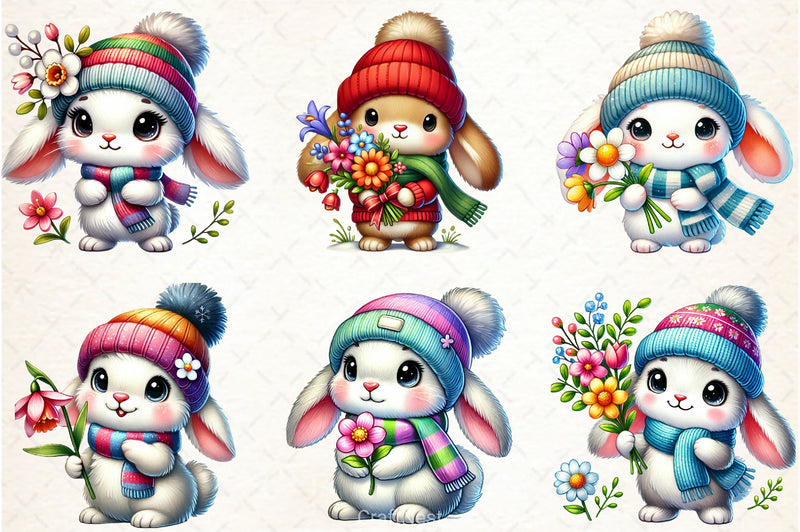 Spring Bunny Clipart Bundle - CraftNest - Digital Crafting and Art