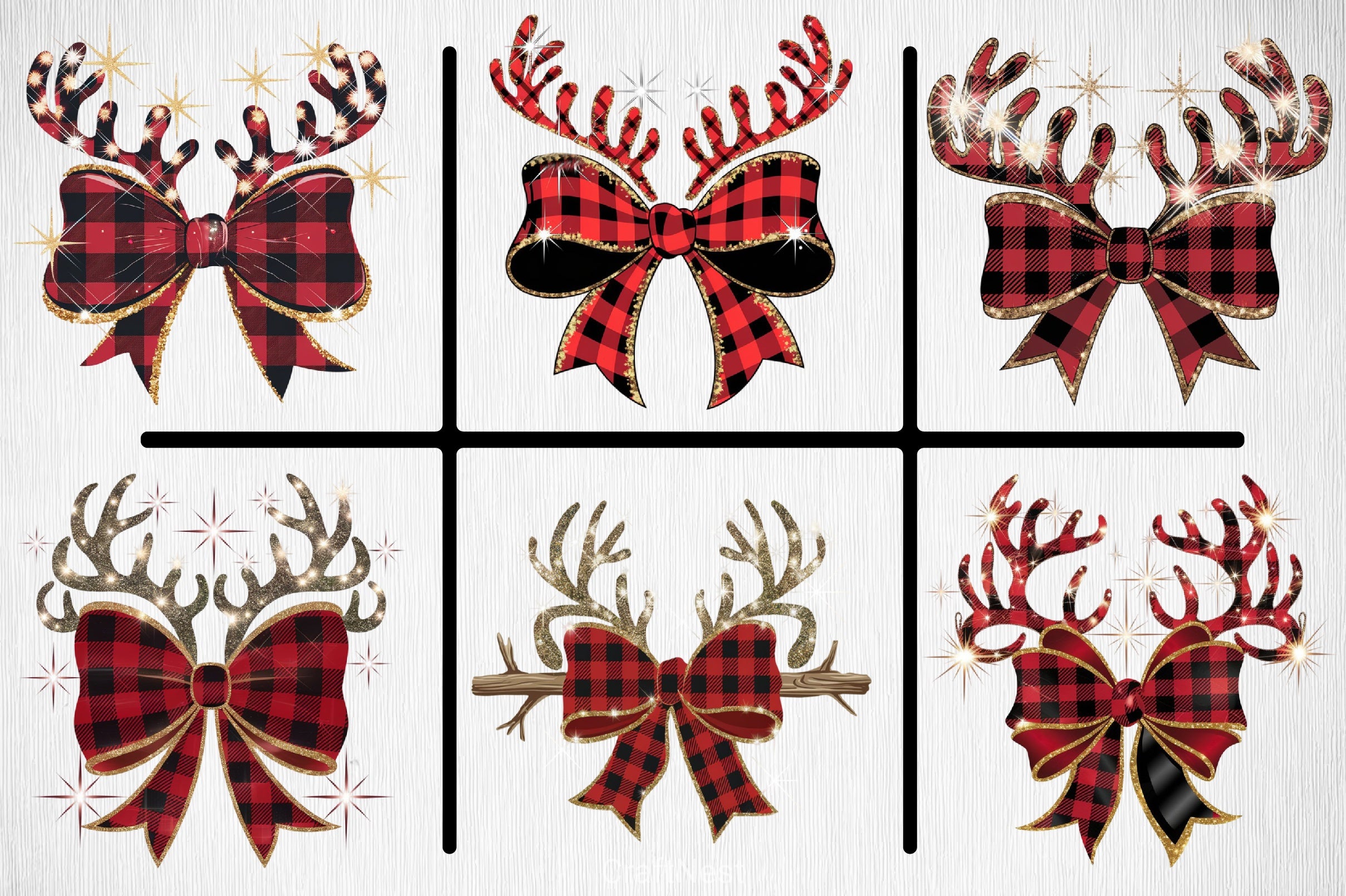 Christmas Reindeer Bow Clipart Bundle 4 - CraftNest - Digital Crafting and Art