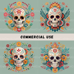 Mexican Floral Skulls Clipart Bundle - CraftNest - Digital Crafting and Art
