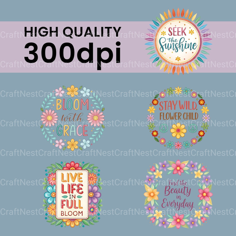 Flower Quotes Clipart Bundle - CraftNest - Digital Crafting and Art