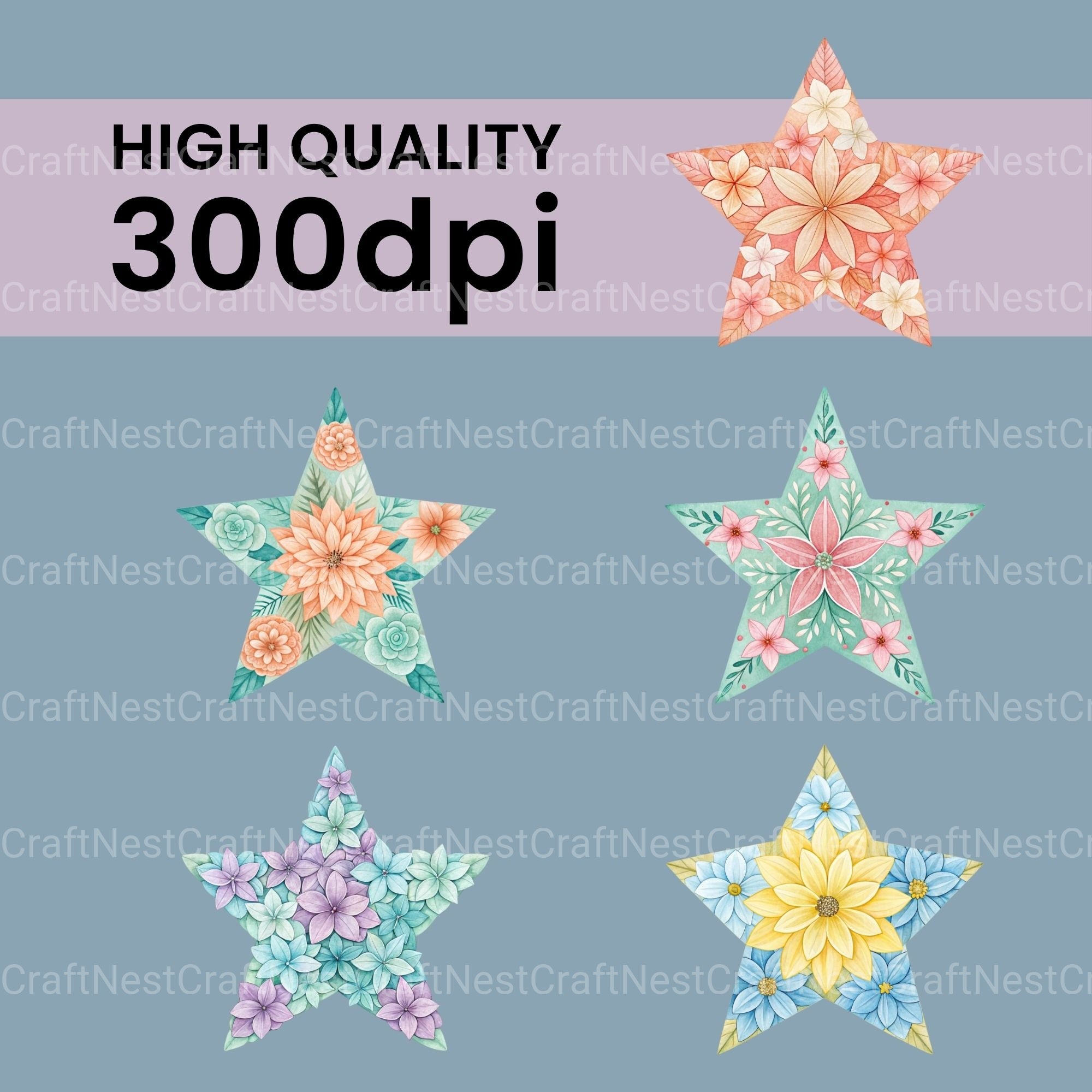 Flower Star Clipart Bundle - CraftNest - Digital Crafting and Art