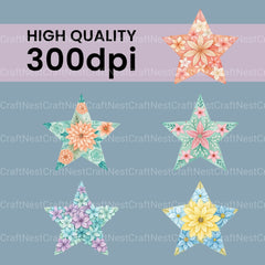 Flower Star Clipart Bundle - CraftNest - Digital Crafting and Art
