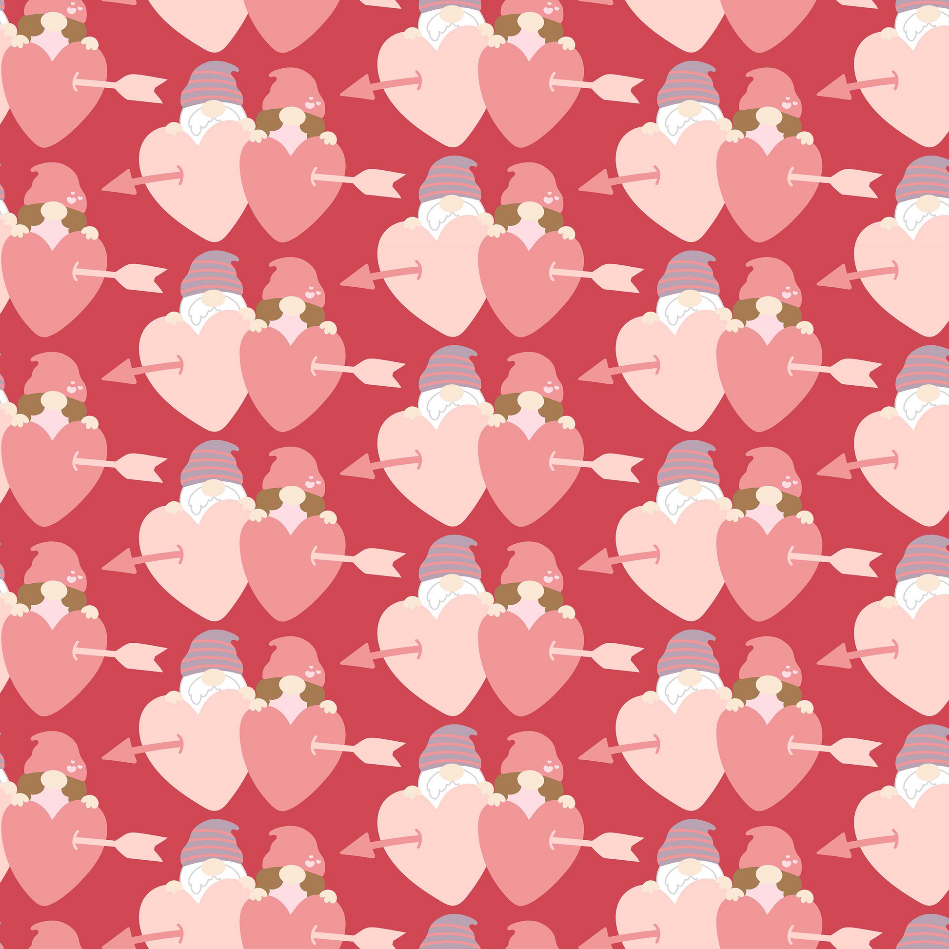 Valentines Day Gnome Seamless Digital Paper - CraftNest - Digital Crafting and Art