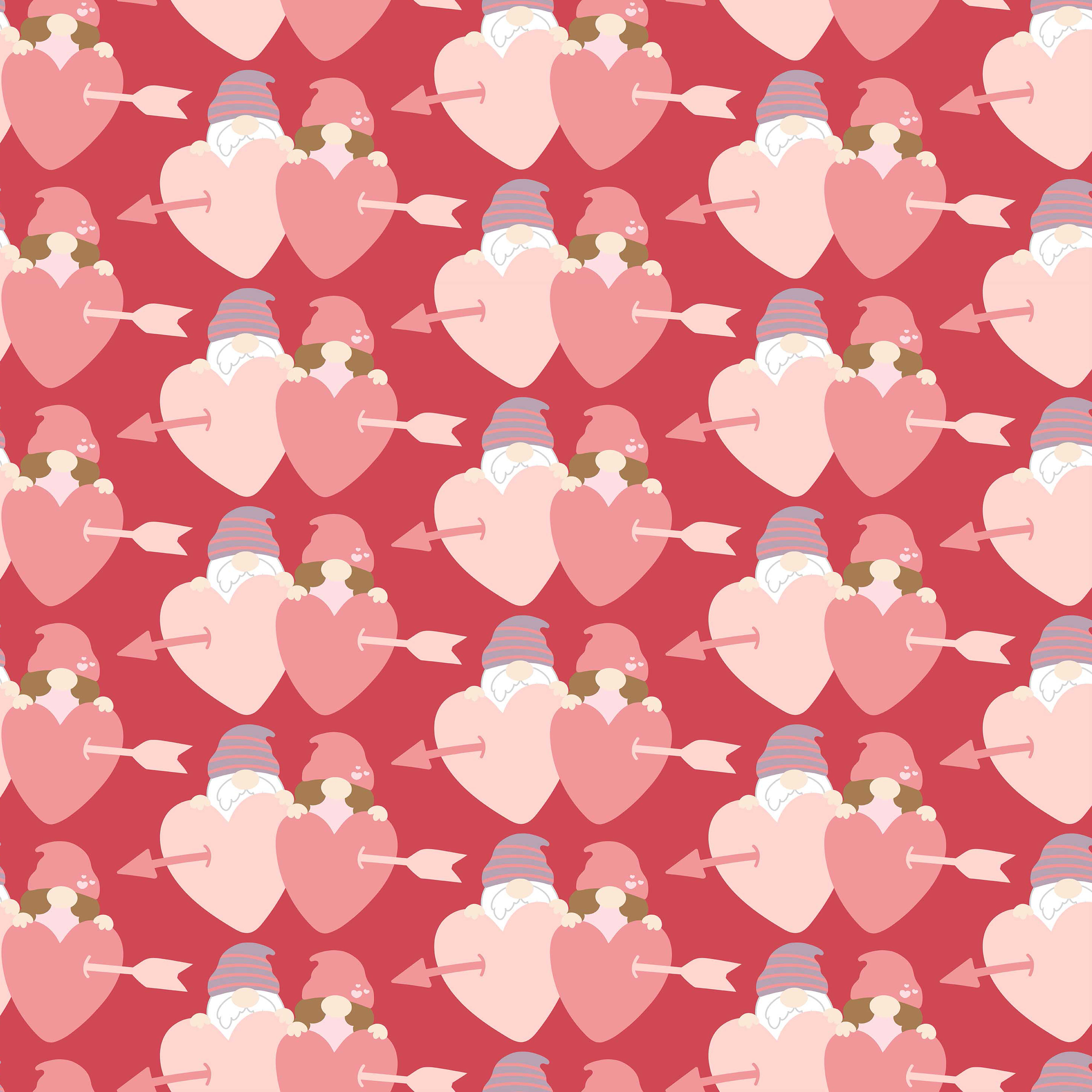 Valentines Day Gnome Seamless Digital Paper - CraftNest - Digital Crafting and Art