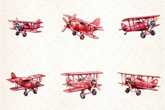 Pink Vintage Airplane Valentine Clipart Bundle - CraftNest - Digital Crafting and Art